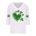 thumbnail image 4 of Odbmxy St. Patty's Day Women T Shirt V-Neck 3/4 Sleeve Womens Plus Size Tops Loose Soft Casual Vacation White Graphic Shirts, 4 of 4