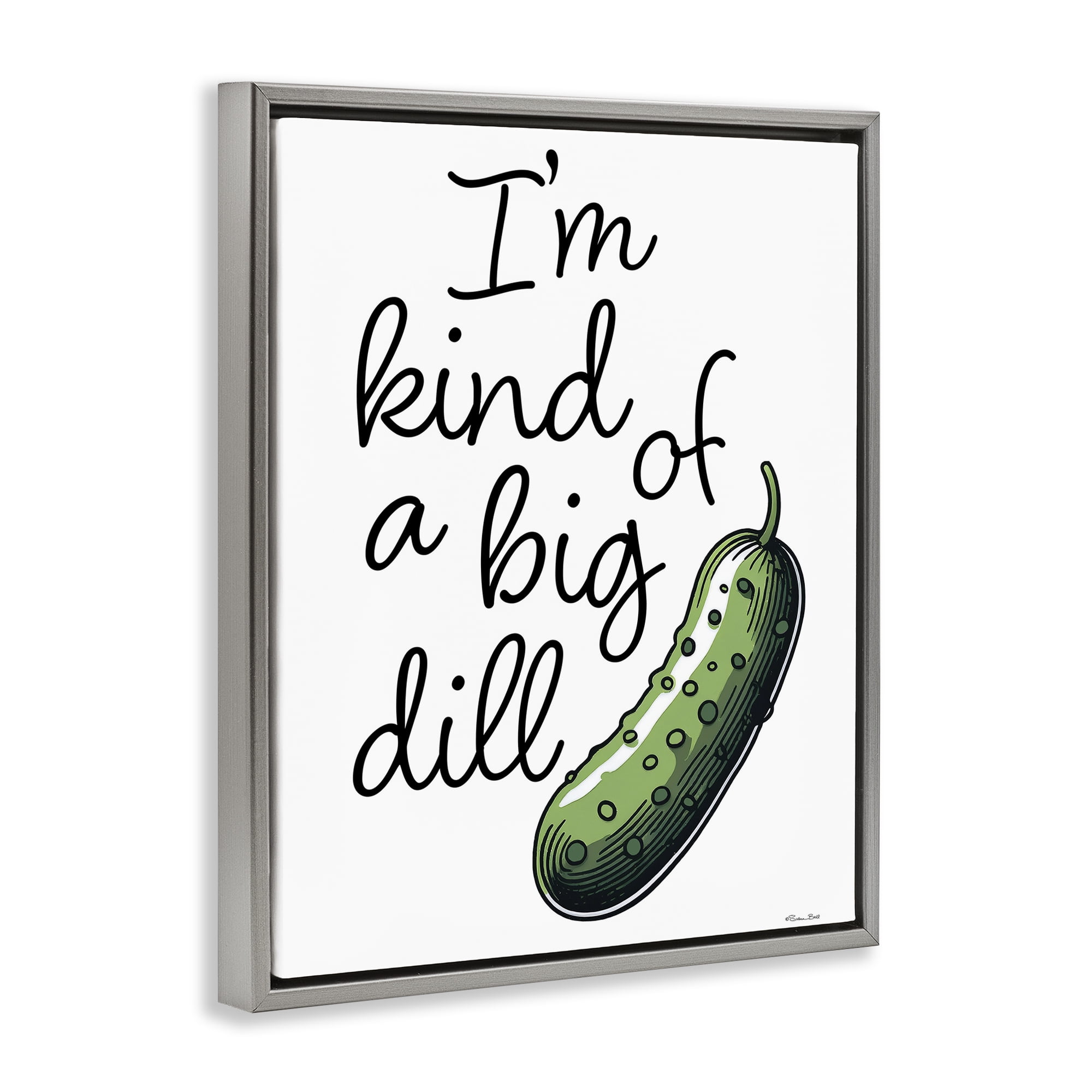 Stupell Industries Kind Of A Big Dill Pickle Gray Framed Floater Canvas Wall Art, design by Susan Ball
