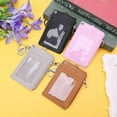 thumbnail image 2 of Portable Leather Business ID Card Credit Badge Holder Coin Purse Wallet Keychain, 2 of 13