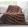 thumbnail image 2 of Tache Chocolate Golden Brown Striped Throw Super Soft Warm Faux Fur with Brown Back Blanket - 50x60, 2 of 8