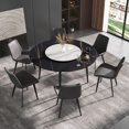 thumbnail image 6 of Magic Home 59” Black Sintered Stone Round Dining Table with 31.5” White Slate Round Turntable for 6 People with Black Sturdy Metal Legs, 6 of 6