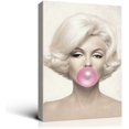 thumbnail image 1 of Rosework Framed Canvas Wall Art, 16x24 Inch, Marilyn Monroe with Pink Bubble Gum, Made In USA, 1 of 6