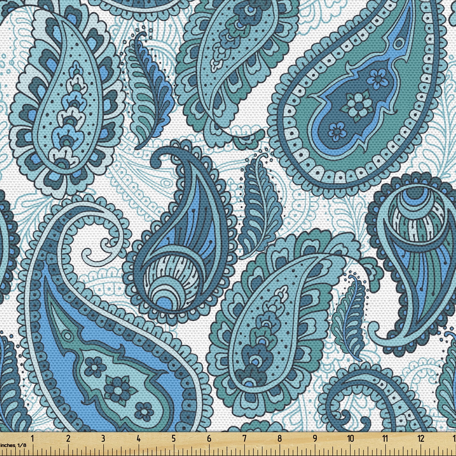 Paisley Fabric by The Yard, Ocean Inspired Design with Stripes and