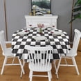 thumbnail image 2 of Black and White Checkered Pattern Round Tablecloth 60"x60",Wrinkle Wipeable Table Cloth for Kitchen Dining Room Picnic Patio Party, 2 of 6