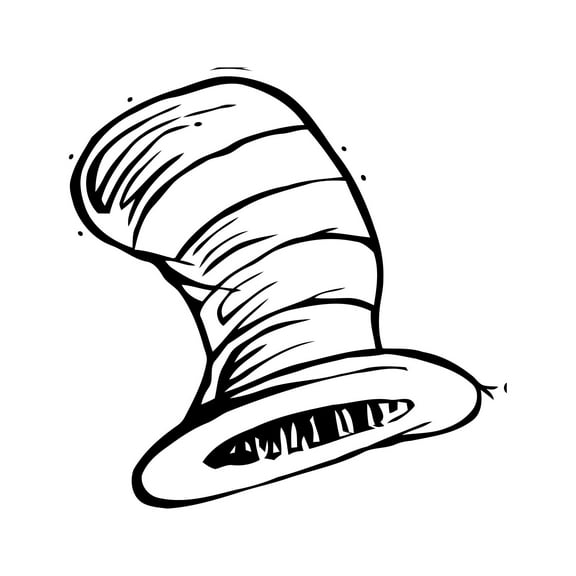 Cute Cat In Hat Cartoon Kids Room Wall Decor Wall Art Sticker Designs Vinyl Stickers For Home House Walls Rooms Windows Bedroom Decoration Size (26x26 inch)