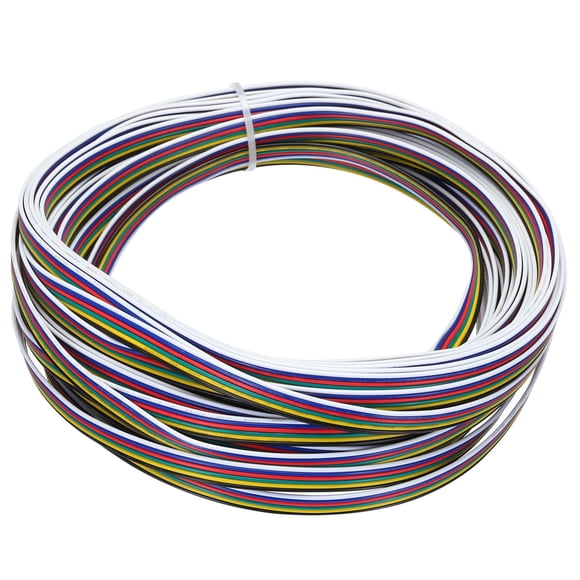 Unique Bargains 28 Gauge 6 Conductor Electrical Wire Tinned Copper Cable 49FT Stranded Wire for LED Strips Lamps Residential Wiring
