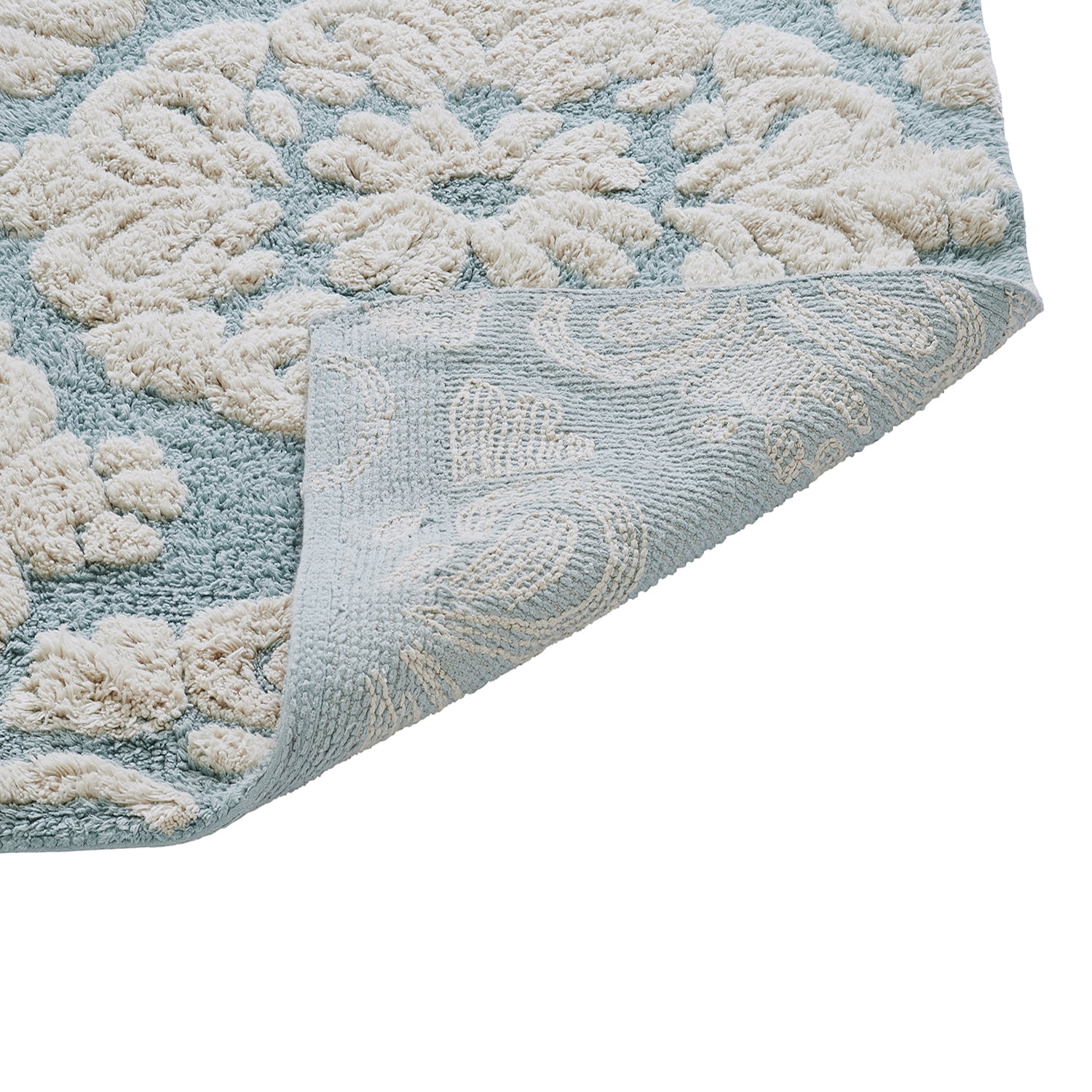 Better Trends 21" x 34" Bathroom Rugs 100% Cotton Soft Water Absorbent Non Slip Bath Mat Machine Washable Rug (Blue) Medallion Collection