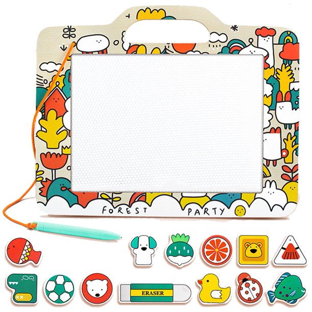 Pizarra magnética borrable para niños, tablero de garabatos de madera, tablero de dibujo para niños pequeños, regalos para niños y niñas, bocetos de escriturafiesta del bosquePorcelana Deng Xun unisex
