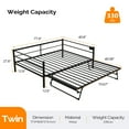 thumbnail image 5 of Zimtown Daybed with Trundle Included, Twin Size Metal Daybed Frame with Pull out Trundle Bed, No Box Spring Needed,Black, 5 of 10