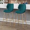 thumbnail image 2 of Duhome Velvet Bar Stool with Back Set of 2, Modern Barstool with Gold Metal Legs, Upholstered Kitchen Bar Chair, Atrovirens, 2 of 7