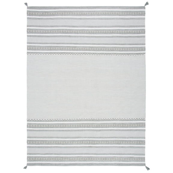 SAFAVIEH Montauk Ben Striped Cotton Area Rug, Grey/Ivory, 2'3" x 4'