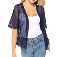 FOCUSNORM Women Bolero Cardigan Open Front Solid Lace Sheer Jackets
