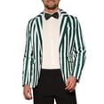 thumbnail image 5 of INSPIRE CHIC Men's Suit Striped Single Breasted Slim Fit Casual Vertical Stripes Blazer S Green White, 5 of 5