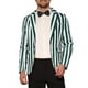 thumbnail image 5 of INSPIRAR CHIC Traje de Hombre a Rayas de Un Solo Botón Ajustado Casual Blazer Vertical Rayas Verde Blanco, 5 of 5