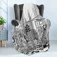 thumbnail image 4 of New York Soft Flannel Fleece Throw Blanket, Monochrome Sketch Drawing of Downtown Manhattan Traffic Jam Advertisements, Cozy Plush for Indoor and Outdoor Use, 60" x 80", Black and White, by Ambesonne, 4 of 5