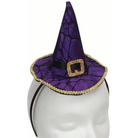 Star Power Halloween Spider Witch Mini Hat Headband, Purple, One Size