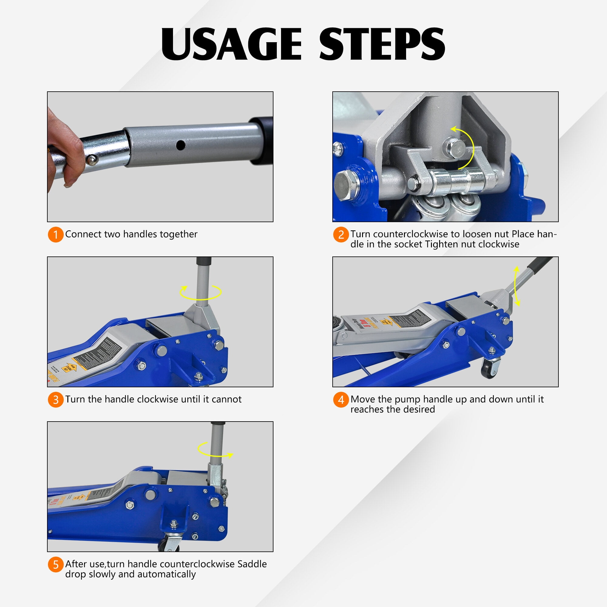 Car Jack Hydraulic Jack, 5 Ton(11,000lbs)Low Profile Floor Jack