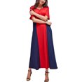 thumbnail image 1 of SUNNYME Femmes Casual Double Couleur Manches Courtes Colorblock Baggy Longue Robe Maxi, 1 of 2