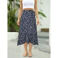 thumbnail image 2 of Wenseny Women’s Asymmetrical Floral Long Wrap Skirts Ruffled Midi Skirt Navy Blue XL, 2 of 3