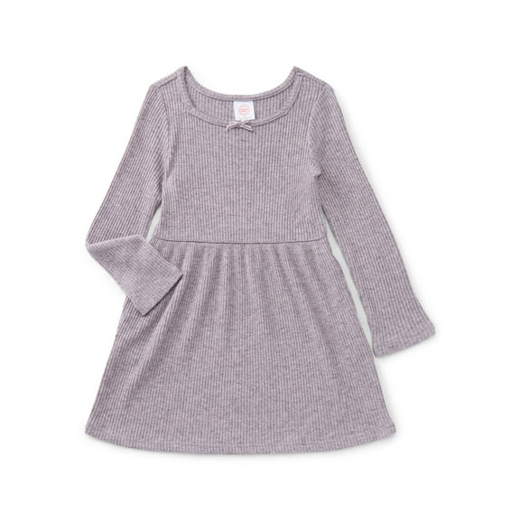 Wonder Nation Toddler Girls Square Neck Cozy Knit Dress, Sizes 12M-5T