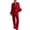 Red, variant on Womens Pajamas Fuzzy Feather Trim Long Sleeve Button-Down Tops Pants 2 Piece Women Lounge Sets Womens Sleepwear