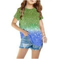 thumbnail image 2 of NAISIBABY Summer Girls Short Sleeve Printed T-Shirt, Kids Round Neck Casual Daily Versatile Tops Army Green 4-5T, 2 of 4