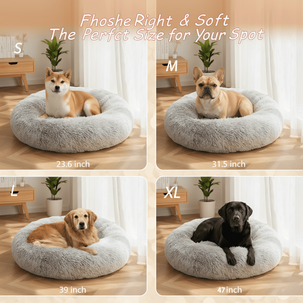 Extra Large Orthopedic Washable Dog Bed, 23.6Inch Waterproof Soothing Pet Bed for Crates or Floors, Soft and Chew-Resistant Donut Dog Sofa for All Dog