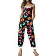 thumbnail image 4 of WTOBBY Women's Casual Loose Retro Jumpsuit with Halloween Print, Suspenders in Cotton and Linen Fabric, Adjustable for a Comfortable and Stylish Fit,MulticolorL, 4 of 6