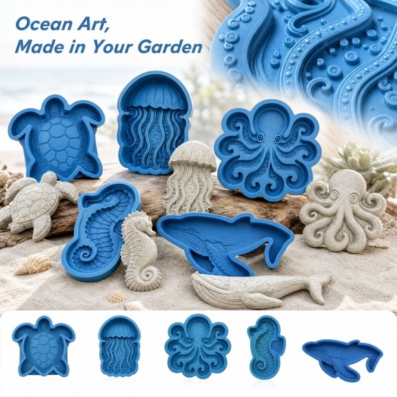 Resin Molds, Silicone Molds for Epoxy Resin, Silicone Molds for Resin Crafts, Silicone Resin Molds, Reusable Marine Themed Octopus Shaped Silicone Mold for Garden Art and Diy