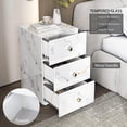 thumbnail image 4 of Elegant White Marble Glass Bedside Table with 3 Drawers - INTA009, 4 of 5