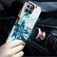 thumbnail image 6 of For Boost Mobile Celero 5G Plus (2023) Design Pattern Hybrid Dual Layer Metallic Brush Texture Shockproof Rubber Cover ,Xpm Phone Case [ Blue Floral ], 6 of 6
