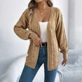 thumbnail image 7 of Gyexs Cardigan Sweaters for Women Long Sleeve Crochet Cardigan Fall Winter Homewear Clothes (Khaki, Size S), 7 of 7
