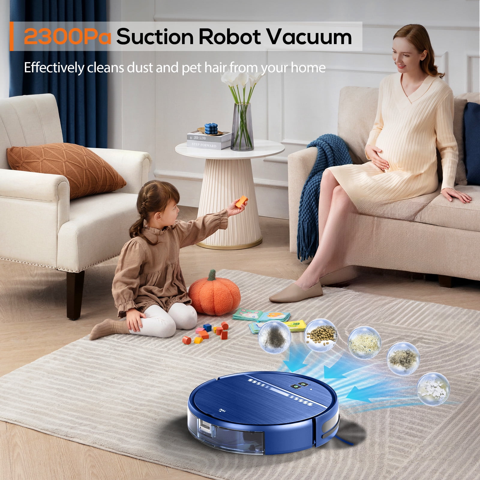 GOOVI Robot Vacuum Cleaner, 2 in 1 Robot Vacumm Mop Combo, With Alexa/WiFi/App Connection, for Pet Hair, Hard Floor