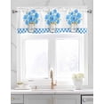 thumbnail image 2 of Blue Flower Plaid Linen Curtain Valance for Bedroom/Bathroom/Kitchen/Living/Dining Room Window,Spring Summer Floral Lattice Pastoral Country Pocket Topper Drapes Decorative Cafe Drapery 60"x18", 2 of 6