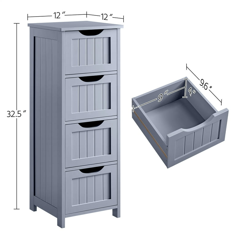 5 Tier Bathroom Floor Cabinet Free Standing Storage Side Organizer Drawers  Rack