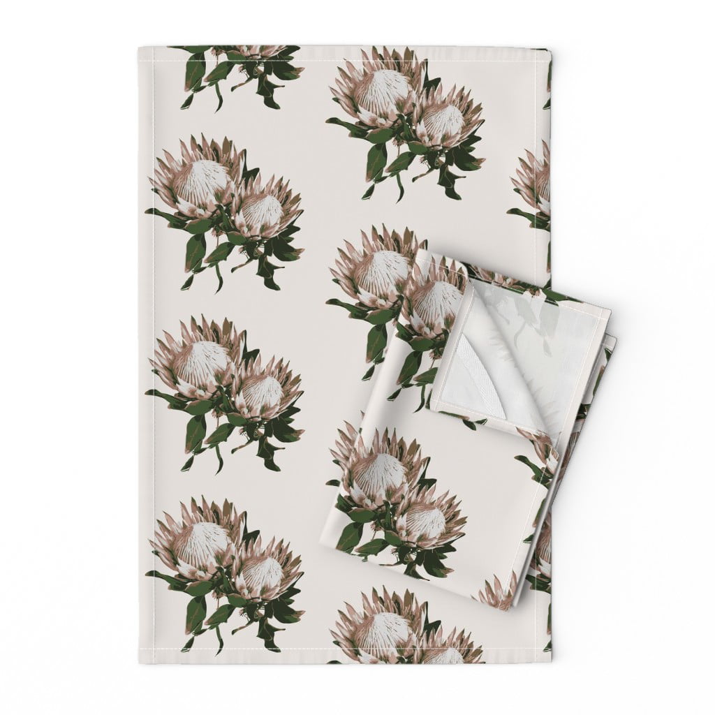 Table Linens with Protea Print Kitchen Towel with Botanical Print Wedding Table Decor Decorative Dish Towels Linen Towels with Flowers