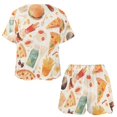thumbnail image 3 of Delicious Pizza Burger Print Women'S Pajamas Set Summer Sleepwear Sets 2 Piece Lounge Set, 3 of 7