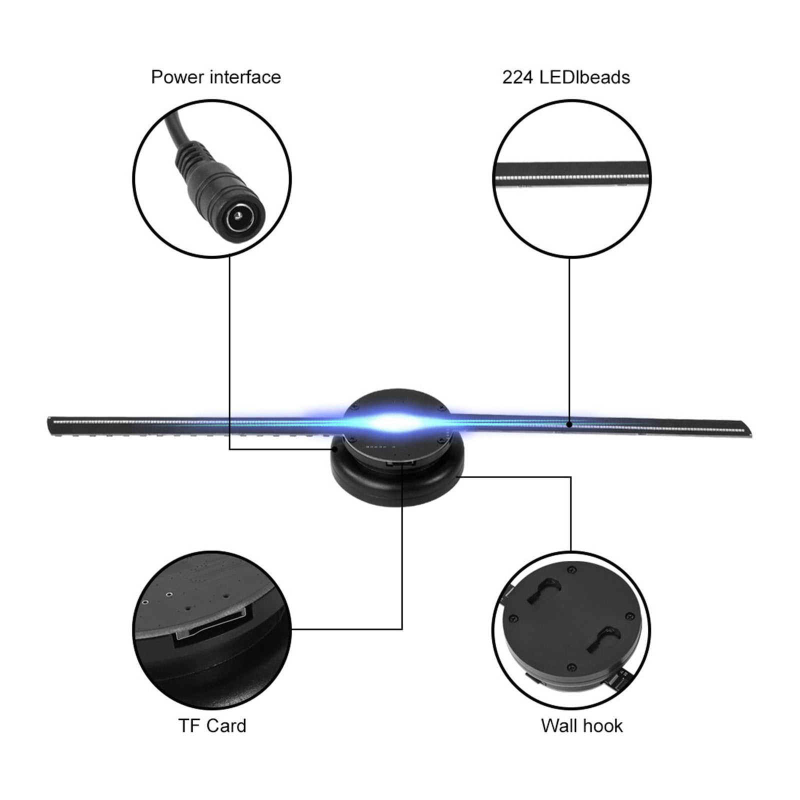 Naked-eye Holographic 3D Projector 3D Hologram Projector Advertising Display 1080P HD Trade Show LED Display Fan ,Versatile And Practical