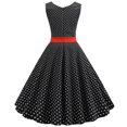 thumbnail image 5 of Jacenvly New Cocktail Dresses for Women Fashion Court Contrast High Collar Polka Dotted Large Dress Women Formal Dresses Black S, 5 of 8