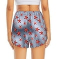 thumbnail image 3 of Picia Starfish Navy Blue Stripe Pattern Women's 2 in 1 Athletic Running Shorts High Waisted Workout Casual Gym Sweat Shorts with Comfy Liner Zipper Pockets-Large, 3 of 9