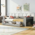 thumbnail image 3 of Grey Twin Size Daybed with Storage, Wooden Frame, 2 Drawers. Built-in Shelf, Charging Station. Wood Sofa Bed with Slat Support. Ideal for Bedroom, Living Room., 3 of 5