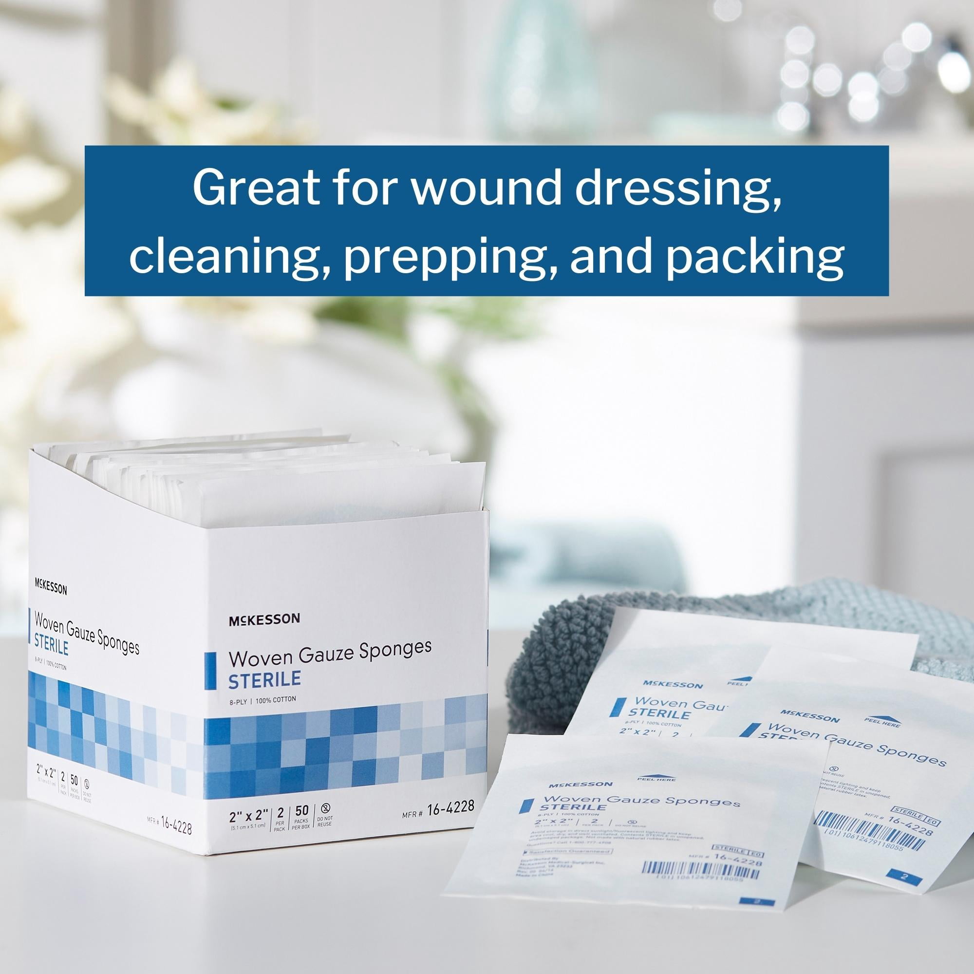 McKesson Gauze Sponges First Aid Supplies, Woven Wound Care Pad - 2 in x 2 in - 1500 Packs (2 per Pack), 3000 Gauze Pads