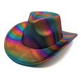 thumbnail image 2 of OJSFQUFP Western Hat Glitter Cowboy Hat for Women Men Party Hat Carnival Fancy Dress Retro Glitter Hat Soft Fabric Lightweight Foldable Elegant Cowboy Hat Costume Accessory, 2 of 4