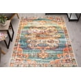 thumbnail image 2 of Linon Eisel Washable Area Rug Collection, Teal and Orange, 5' x 7', 2 of 6
