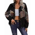 thumbnail image 2 of Womens Western Embroidered Corduroy Jacket Long Sleeve Button Down Casual Shackets Coat Fall Outwear Black M, 2 of 8