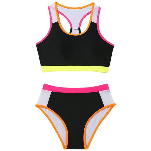 Curenmufel Teen Girl Bathing Suits Teen Girls Summer Holiday Bikini Sets Children Girls Swimwear Split Two Piece Swimsuit Swim Pool Beach Wear Skinny Bathing Suit Size 10-11 (Black,10-11 Years)