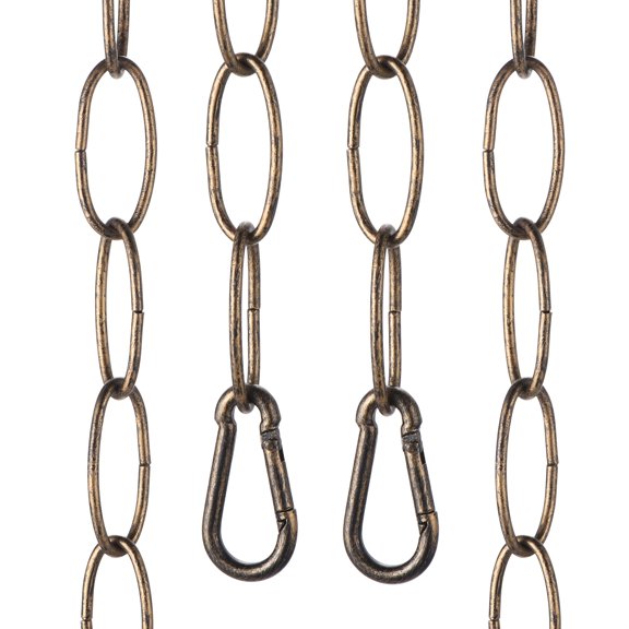 Uxcell 3ft Lighting Hanging Chain, 2.4mm/0.09" Looping Metal Pendant Chandelier Chain Extension with 2 Spring Snap Hook for Hanging Plant Pendant Chandelier Light Fixture, Golden