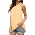 thumbnail image 2 of Camiseta sin mangas plisada con cuello redondo, cuello redondo, color liso, sin mangas, plisada, para mujer, verano, 2 of 5