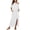 B White, variant on Nmnitkp Dresses for Women One Shoulder Short Sleeve Maxi Dress, Casual Summer Beach Dress with Pockets, Elastic Waist Split Flowy Solid Color Dress Gray,S