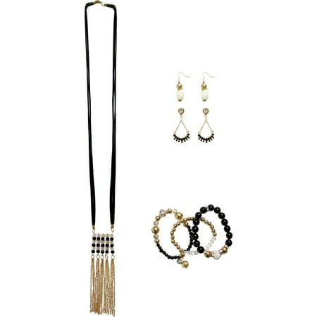- Suede Necklace, Earrings and Stretch Bracelet Gift Set, 3-Piece